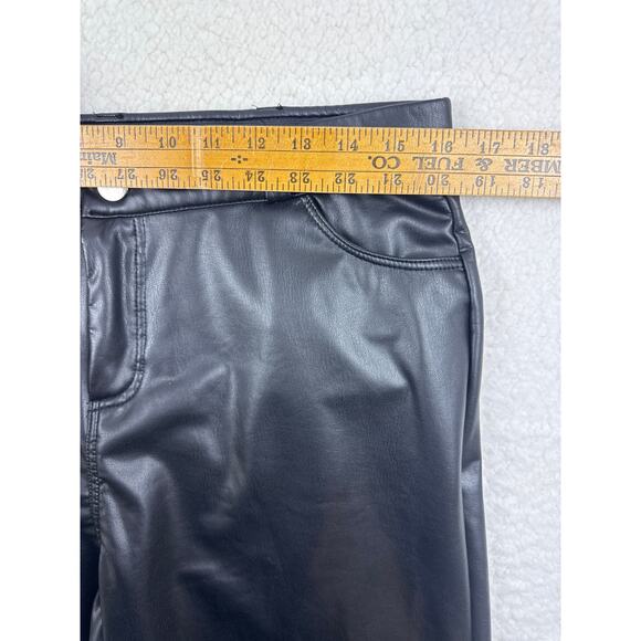 Womens Faux Leather Pants Wide Leg Elastic Zip Button High Waist XL Soft Lining - Picture 7 of 10